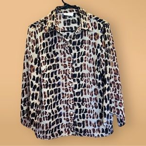Vintage 80’s Voir Animal Print Blouse - M